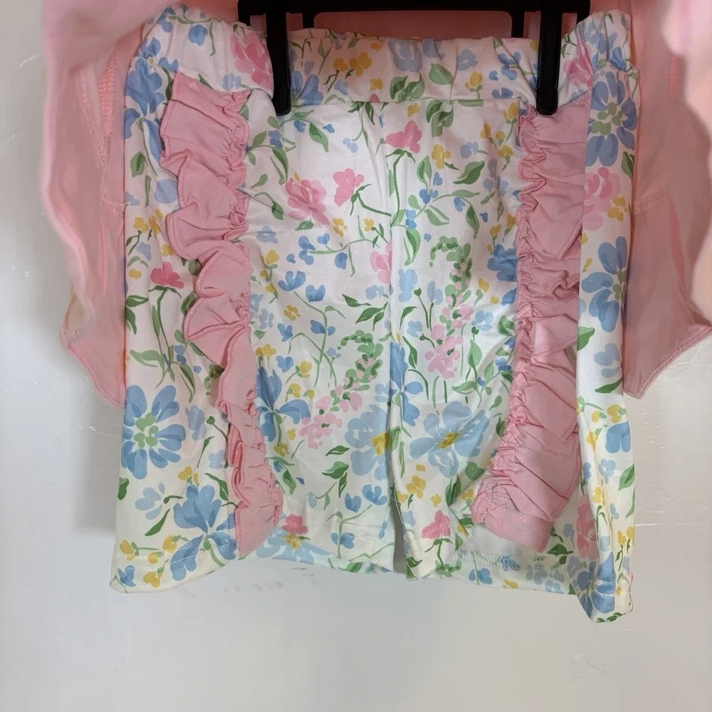 NEW Boutique 3T Embroider Chicken Spring Easter Chick Floral Scallop Outfit Set